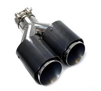 Auto Accessori 1 PZ Punta Di Scarico Universale DOPPIA Punta Del Silenziatore Di Scarico Quad Coda Di Scarico In Fibra Di Carbonio Lucida Coda Gola(63MM IN-114MM OUT)