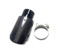 Auto Accessori 1 Pz Punta Marmitta In Fibra Di Carbonio Lucida Silenziatori Per Tubi Di Scarico Neri Ugello Universale Dritto In Acciaio Nero Per BMW Coda Gola(67MM IN-101MM OUT)