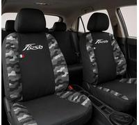 Auto Accessori Lupex | 12 pezzi Coprisedili Auto Compatibili con Fiesta MKV (2002-2008) MKVI (2008-2017) MKVII (2017-2023), Nero Mimetico Grigio, Made in Italy, Sedili Anteriori e Posteriori