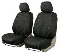 Auto Accessori Lupex | 2pz Coprisedili Anteriori Universali LS16 - Tessuto Deluxe Nero cuciture Grigio | Design Elegante, Resistente e Confortevole | Compatibili con Poggiatesta Classico
