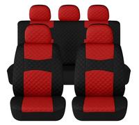Auto Accessori Lupex A20 Coprisedili Universali Auto, Modello Design Trapuntato, Kit Fodere anteriori, posteriori e copri poggiatesta, sedile Automobile (Rosso Nero)