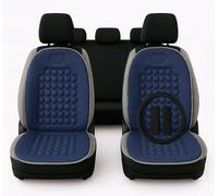 Auto Accessori Lupex Coppia di schienali universali, coprisedili anteriori, kit 2 pezzi con 92 sfere massaggianti per sedili auto furgone autobus camion sedia ufficio (Blu + Coprivolante e cinture)