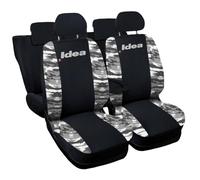 Auto Accessori Lupex Copri-sedili Auto Compatibili Idea | Made In Italy | Set Coprisedili Anteriori e Posteriori | Logo Ricamato | Airbag Compatibile | Interni (Nero/Mimetico Grigio)