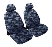 Auto Accessori Lupex - Coprisedili Auto Anteriore Universali, colore Mimetico Blu, coppia fodere auto o furgone 2 posti, tessuto cotone liscio, set protezione sedile anteriori