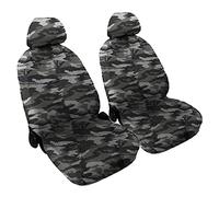 Auto Accessori Lupex - Coprisedili Auto Anteriore Universali, colore Mimetico Grigio, coppia fodere auto o furgone 2 posti, tessuto cotone liscio, set protezione sedile anteriori