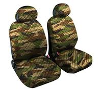 Auto Accessori Lupex - Coprisedili Auto Anteriore Universali, colore Mimetico Verde, coppia fodere auto o furgone 2 posti, tessuto cotone trapuntato, set protezione sedile anteriori