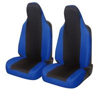 Auto Accessori Lupex Coprisedili Auto Compatibili con Aygo, sedili con poggiatesta integrato, coppia anteriore, fodere protezione sedile, modello universale (Nero - Blu Royal)