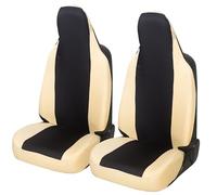 Auto Accessori Lupex Coprisedili Auto Compatibili con Aygo, sedili con poggiatesta integrato, coppia anteriore, fodere protezione sedile, modello universale (Nero - Beige)