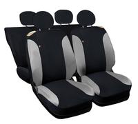 Auto Accessori Lupex Coprisedili Auto Compatibili con Cinquecento 500, Made in Italy, tessuto policotone, set anteriori e posteriori (Nero - Grigio Chiaro con schienale posteriore 50e50)