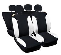 Auto Accessori Lupex Coprisedili Auto Compatibili con Cinquecento 500, Made in Italy, tessuto policotone, set anteriori e posteriori (Nero - Bianco con schienale posteriore 50e50)