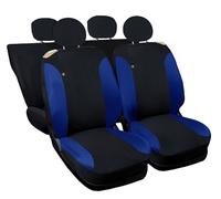 Auto Accessori Lupex Coprisedili Auto Compatibili con Cinquecento 500, Made in Italy, tessuto policotone, set anteriori e posteriori (Nero - Blu Royal con schienale posteriore intero)