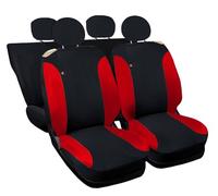 Auto Accessori Lupex Coprisedili Auto Compatibili con Cinquecento 500, Made in Italy, tessuto policotone, set anteriori e posteriori (Nero - Rosso con schienale posteriore 50e50)