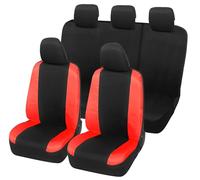 Auto Accessori Lupex Coprisedili Auto Compatibili con Duster, Tessuto Policotone, Anteriori e Posteriori (Nero - Rosso)