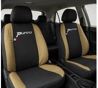 Auto Accessori Lupex | Coprisedili auto compatibili con Grande Punto (2005-2018) con schienale e seduta posteriore divisi 40 e 60, Nero Beige, Made In Italy, Sedili Anteriori e Posteriori