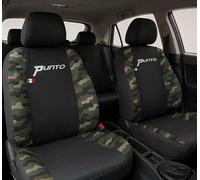 Auto Accessori Lupex | Coprisedili auto compatibili con Grande Punto (2005-2018) con schienale e seduta posteriore divisi 40 e 60, Nero Mimetico Verde, Made In Italy, Sedili Anteriori e Posteriori