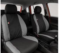 Auto Accessori Lupex Coprisedili Auto Compatibili con Panda dal 2012 in poi, Made in Italy, Tessuto Policotone, set completo (Nero - Grigio Chiaro, 03 - Schienale Posteriore 60e40)