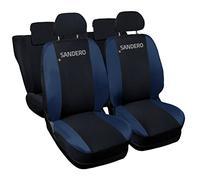 Auto Accessori Lupex | Coprisedili Auto Compatibili con Sandero serie Prima 2008-2012, Seconda 2012-2020, Terza dal 2020, Nero Blu Scuro, Made In Italy, Protezione Sedili Anteriori e Posteriori