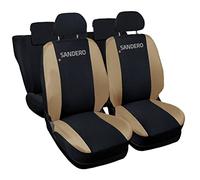 Auto Accessori Lupex | Coprisedili Auto Compatibili con Sandero serie Prima 2008-2012, Seconda 2012-2020, Terza dal 2020, Nero Beige, Made In Italy, Protezione Sedili Anteriori e Posteriori
