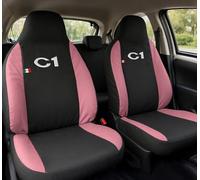 Auto Accessori Lupex | Coprisedili Auto Compatibili per C1 dal 2005 al 2022 con copri poggiatesta integrato, Nero Rosa, Made In Italy, Policotone, Nome Auto Ricamato, Kit completo