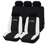 Auto Accessori Lupex - Coprisedili auto universali modello Racing, Nero Bianco, Made In Italy, set fodere per sedili anteriori e posteriori, tessuto poliestere