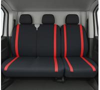 Auto Accessori Lupex Coprisedili Auto Universali per Furgoni e Camion 3 Posti, Anteriori 2+1 Compatibile Con bracciolo (Nero - Rosso, LS30 Poliestere)