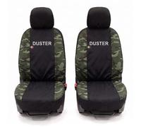 Auto Accessori Lupex Coprisedili Compatibili con Duster dal 2010 al 2024 | Made in Italy, Nero Mimetico Verde, Coppia Anteriori e copri Poggiatesta, Protezioni Sedili in Policotone
