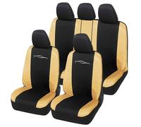 Auto Accessori Lupex - Set 9 Pezzi Coprisedili Auto Universali Racing, Colore Nero Beige - Fodere Protezione Sedili Anteriori e Posteriori, Compatibili con Berline e Utilitarie