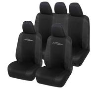 Auto Accessori Lupex - Set 9 Pezzi Coprisedili Auto Universali Racing, Colore Nero - Fodere Protezione Sedili Anteriori e Posteriori, Compatibili con Berline e Utilitarie