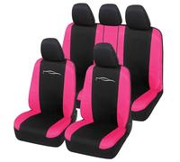 Auto Accessori Lupex - Set 9 Pezzi Coprisedili Auto Universali Racing, Colore Nero Fucsia - Fodere Protezione Sedili Anteriori e Posteriori, Compatibili con Berline e Utilitarie