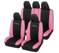 Auto Accessori Lupex - Set 9 Pezzi Coprisedili Auto Universali Racing, Colore Nero Rosa - Fodere Protezione Sedili Anteriori e Posteriori, Compatibili con Berline e Utilitarie