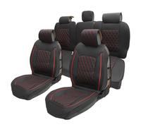 Auto Anteriore Posteriore Coprisedili Pad per Dodge per Ram Nero Rosso 5 pz