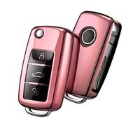 Auto Caso Chiave Compatible VW,Copertura Chiave Auto,Car Key Case Compatible VW Polo Passat Skoda Seat 3 pulsanti(Oro rosa)