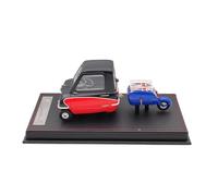 Auto Classica In Lega 1:18 Per P50 Auto In Miniatura A Tre Ruote Con Rimorchio Modello In Resina Auto Giocattolo Classica Collezione Hobby Decorativi Da Collezione(Red and black)
