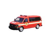 Auto Classica In Lega 1:43 Per Chevrolet GMC Savana Modello Auto Commerciale In Resina Veicolo Speciale Collezione Di Veicoli Rossi E Bianchi Decorativi Da Collezione(Red)