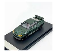 Auto Classica In Lega 1:64 Per Nissan Skyline GT-R R34 NISMO CRS VER Modello Di Auto In Lega Apribile Da Collezione Decorativi Da Collezione(Green)