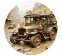 Auto Classica Vintage Puzzle 1000 Pezzi Tondo Carta Per Adulti Scena Strada Cittadina