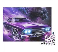 Auto Classica Viola Puzzle 1000 Pezzi Puzzle per Adulti Pantera Nera Notte Relax Casa 38x26cm/1000pcs