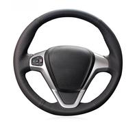 Auto Coprivolante Per Ford Per EcoSport 2014-2017 Per Fiesta 2008-2017 Coprivolante Auto In Similpelle Nera Veicolo Volante Copri(Black Thread)