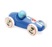 Auto da corsa blu con ruote bianche
