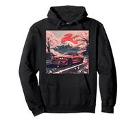 Auto da Corsa JDM Drift Vintage Sakura Blossom Rising Sun Art Felpa con Cappuccio