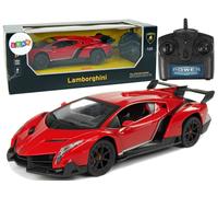 Auto da corsa R/C 1:24 Lamborghini Veneno rosso con luci a LED