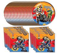 Auto da Corsa Stoviglie,Moto Stoviglie per Feste, Set per la Festa di Compleanno a Tema Auto da Corsa, Festa di Compleanno,Addobbi Compleanno,Servi 20 Ospiti