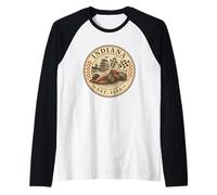 Auto da Corsa Vintage Indiana per Appassionati Maglia con Maniche Raglan