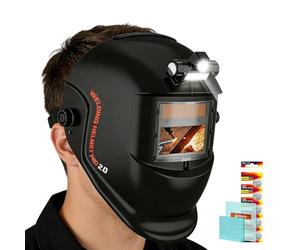 Auto Darkening Welding Helmet - Adjustable Face Head Cover | Welder Hood Masque | Adjustable Face Shield With Light For Workshop Garage Job Site Automotive Repair Maintenance Fabrication Construction