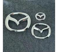Auto dei Loghi Anteriori Posteriori Volante Sostituzione Mobilistico Distintivo È Adatto per Mazda 2 2011-2014, Resistente, Nero, Argento, Fibra di Carbonio,3Pcs-Silver