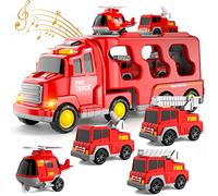 Auto dei pompieri giocattolo per 1 2 3 4 5 6 anni ragazzi bambini 5 in 1 vettura auto dei vigili del fuoco auto per bambini bambini piccoli giocattoli compleanno auto camion frizione Power Toys con