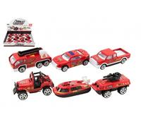 Auto dei pompieri in metallo/plastica 7 cm a inerzia, assortimento di modelli, 12 pezzi in box