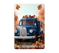 Auto Del Ringraziamento Sotto Le Foglie Cadute, Auto Del Ringraziamento Autunnale Targa In Metallo Divertente Cartelli Metallo Decorative Poster Metal Per Cucina Murale Casa