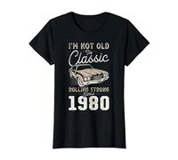 Auto d'Epoca Nata nel 1980 46° Compleanno Maglietta, Donna, Nero, L