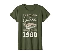 Auto d'Epoca Nata nel 1980 46° Compleanno Maglietta, Donna, Oliva, S